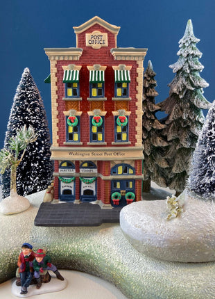 Illuminated Christmas Village Washington St. Post Office House by Dept 56. Christmas in the City. Holiday Home Retail Decor. Gift for Him