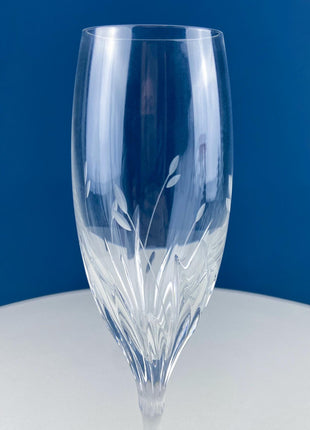 Crystal Champagne Flutes. Moondust Pattern Champagne Glasses by Noritake. Set of Seven Cut Crystal & Etched Motifs.