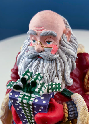 Vintage Porcelain Figurine of Santa Checking His List by Norman Rockwell. Seasonal Display for Home Retail or Office. Collectible Statuette.