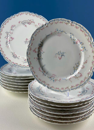 Antique Limoges J.Pouyat Dish Set. Floral Motif Violets. Shabby Chic Home Decor. French Country Serveware.
