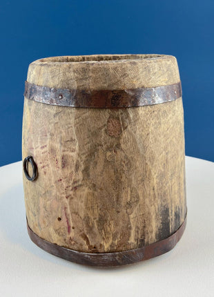 Antique Hand Made Wood Barrel for Rustic Home Decor