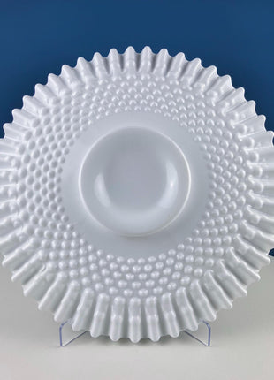 Vintage XLarge Milk Glass Serving Tray with Scalloped Edge. Bath Console Strage. High Tea. Modern Farmhouse. Dining Room Table Display.
