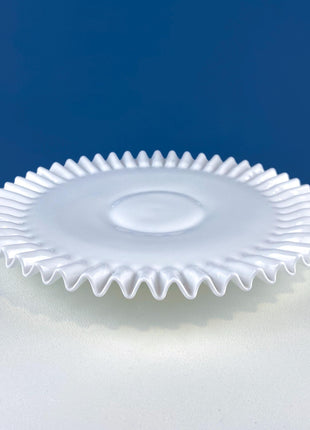 Vintage XLarge Milk Glass Serving Tray with Scalloped Edge. Bath Console Strage. High Tea. Modern Farmhouse. Dining Room Table Display.