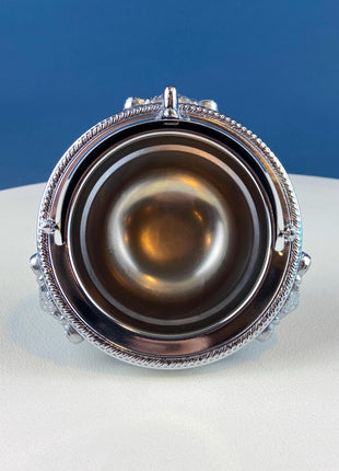 Iruinware Caviar Dome Dish Made in British Hong Kong. Silver Metal Serving Bowl. Lion Feet Dome Lid. Table Setting. Stylish Housewares.