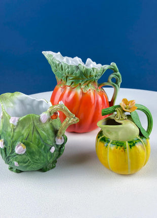 Antique Porcelain Pitcher Creamer Jug Shaped like Tomato Pumpkin. Bavaria Royal Bayreuth Porcelain. Modern Farmhouse. Dining Room Decor.