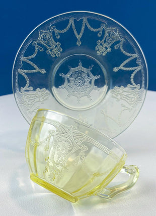 Vintage Anchor Hocking Yellow Depression Glass Ice Tea Water Glasswear. Cameo Ballerina Set of 6. Dining Room Table Decor. Gift for Him Her