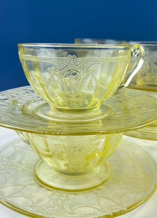 Vintage Anchor Hocking Yellow Depression Glass Ice Tea Water Glasswear. Cameo Ballerina Set of 6. Dining Room Table Decor. Gift for Him Her