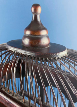 Vintage Music Box. Two Doves in Bird Cage. Metal Cage with Porcelain Birds. Home Library, Office, Sun Room Display.