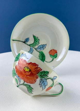 Vintage Porcelain Tea or Coffee Cup & Saucer with Hand Painted Violets. Modern Farmhouse. Hosting Essentials. Tea Party Accessories.