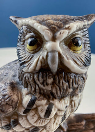 Vintage HOMCO Porcelain Owl Figurines. Set of 2 Birds. Office or Library Display. Halloween Celebration. Gift for Bookworm. Woodland Decor.