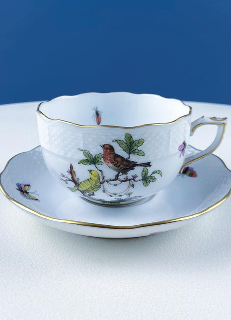 Herend Rothschild Birds Cup and Saucer. Tea, Garden Party. Modern Farmhouse. Dining Room Decor. Made in Hungary. Hosting Essentials.