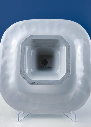 Vintage Italian White Serving Dishes. Set of 3. Square Platter, Tray and Cake Stand. 3 Dimensional Floral Herbal Motifs. Hosting Essentials.