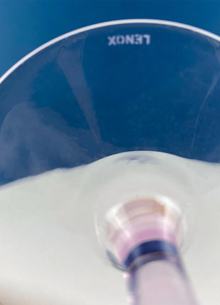 Set of 8 Iced Tea Water Crystal Goblets Spring Mist Pink by Lenox. Clear with Frosted Pink Leaf Stems. Dining Room Table Decor. Pink Lover.