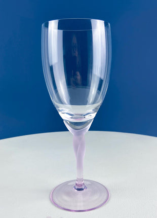 Set of 8 Iced Tea Water Crystal Goblets Spring Mist Pink by Lenox. Clear with Frosted Pink Leaf Stems. Dining Room Table Decor. Pink Lover.