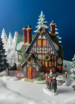 Christmas Village Illuminated House. Red Roof Cabin. Limited Edition by O'Well, 2004. Porcelain Lighted Seasonal Display. Collectible.