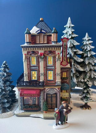 Christmas Village Illuminated House. Red Roof Cabin. Limited Edition by O'Well, 2004. Porcelain Lighted Seasonal Display. Collectible.
