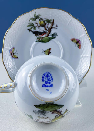 Herend Rothschild Birds Cup and Saucer. Tea, Garden Party. Modern Farmhouse. Dining Room Decor. Made in Hungary. Hosting Essentials.
