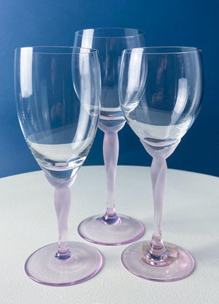 Vintage Fostoria Champagne Crystal Goblets. Moonlight Blue Wavecrest. Set of 10. Dining Room Table Decor. Collectible Glassware.