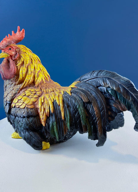 XLarge Rooster Figurine. Beautiful Plumage. Modern Farmhouse. Rustic Home Decor. Fall Display. Table Centerpiece. Gift for Bird Collector.