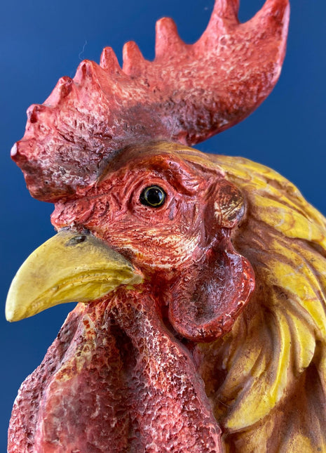 XLarge Rooster Figurine. Beautiful Plumage. Modern Farmhouse. Rustic Home Decor. Fall Display. Table Centerpiece. Gift for Bird Collector.