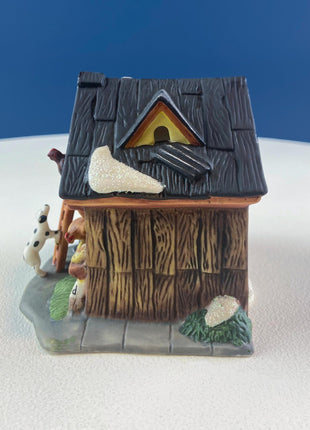 Christmas Village Chicken Coop. Illuminated Porcelain Accessory by O'Well. Seasonal Home or Retail Decor.