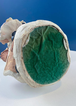 Large Vintage Santa Figurine with Little Girl and Bag of Gifts. Christmas Decoration. Holiday Celebration. Retail Home Seasonal Display.