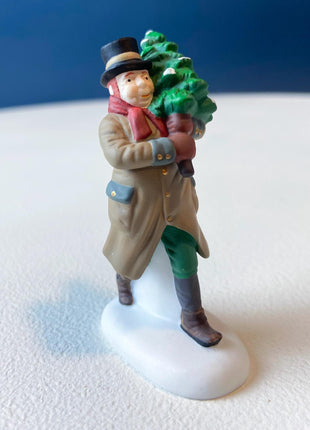 Christmas Village Accessories Figurines by Dept. 56. Apple and Wreath Sellers. Set of 3. Seasonal Home or Retail Display.