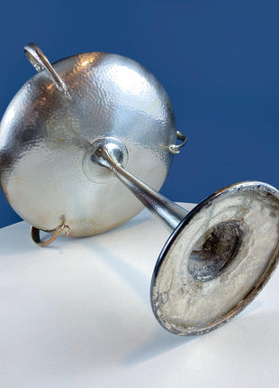 Extra Tall Silver Plated 2 Level Flower Fruit Vase Epergne. Hosting Essential. Antique Table Centerpiece. Transforms.