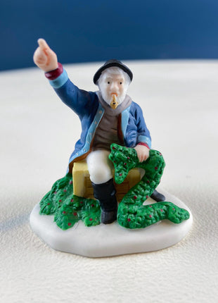 Christmas Village Accessories Figurines by Dept. 56. Apple and Wreath Sellers. Set of 3. Seasonal Home or Retail Display.