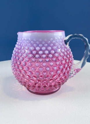 Vintage Kanawha Yellow Cased Glass Pitcher Creamer Vase. Hand Blown Melon Shape Ruffled Brim. Home Kitchen Table Decor.