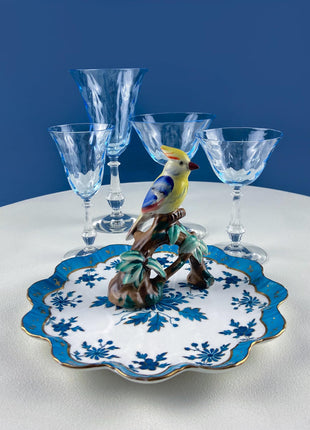 Vintage Fostoria Wine Water Crystal Goblets. Moonlight Blue Wavecrest. Set of 12. Dining Room Table Decor. Collectible Glassware.