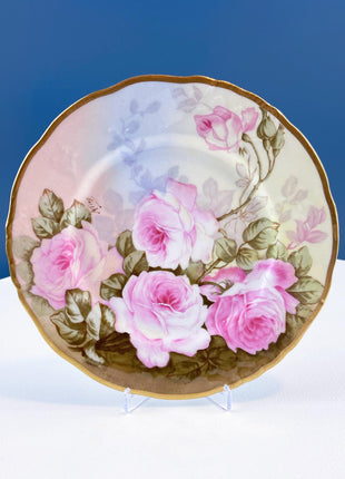 Antique Hand-Painted Plate Collection. Set of 3 German & Austrian Rose Motifs. Home and Garden Decor. Tea Hosting. Wall Art.