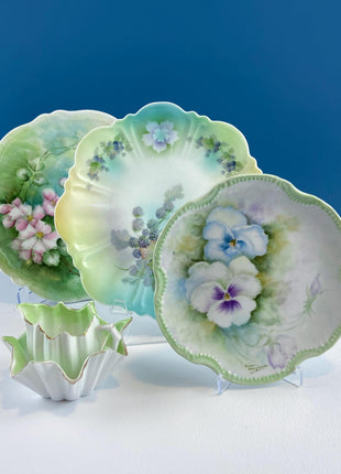 Antique Hand-Painted Plate Collection. Set of 3 German & Austrian Rose Motifs. Home and Garden Decor. Tea Hosting. Wall Art.