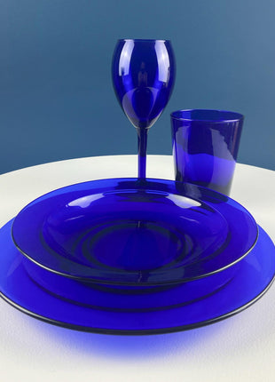 Cobalt Blue Tumblers. Set of 6 Minimalist Modern Glasses. Kitchen Dining Decor. Fine Dining.