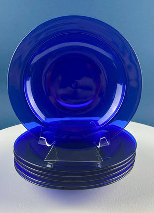 Cobalt Blue 19 Piece Dinner Dish Set. Dark Blue Modern Collectible Glassware. Fine Dining. Kitchen Dining Table Decor Serveware.