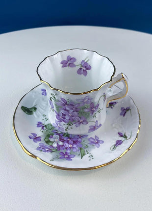 Vintage Grosvenor Teacup & Saucer. Lilies of the Valley and Forget Me Nots Floral Motif. Home Kitchen Dining Room Decor. Modern Country.