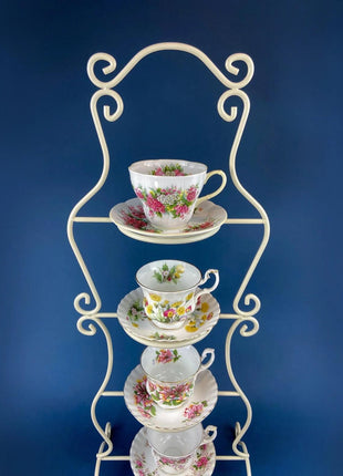 Vintage Grosvenor Teacup & Saucer. Lilies of the Valley and Forget Me Nots Floral Motif. Home Kitchen Dining Room Decor. Modern Country.