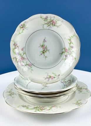 Vintage Haviland Rosalinde Dish Set. 24 Pieces. 4 Place Settings. Wild Rose Garlands. Creamy White. French Country. Home Decor. Serveware.