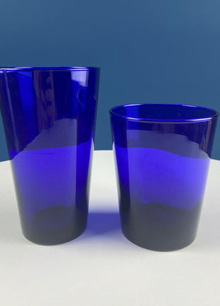 Cobalt Blue Tumblers. Set of 6 Minimalist Modern Glasses. Kitchen Dining Decor. Fine Dining.