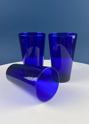 Cobalt Blue 19 Piece Dinner Dish Set. Dark Blue Modern Collectible Glassware. Fine Dining. Kitchen Dining Table Decor Serveware.