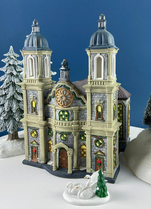 Illuminated Porcelain Christmas Village House.Grand Cathedral Church. Limited Edition. O'Well 2000. Night Light. Home or Retail Display.