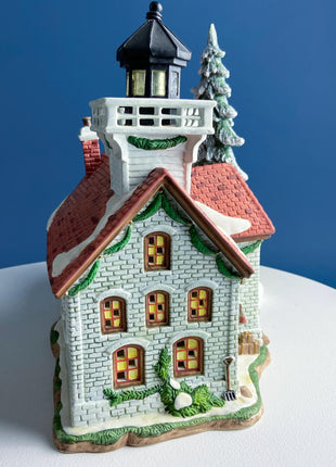 Illuminated Porcelain Christmas Village House. Harborside Village. Limited Edition. O'Well. Night Light. Home or Retail Display.