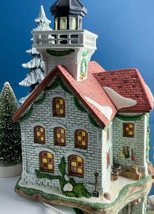Illuminated Porcelain Christmas Village House. Harborside Village. Limited Edition. O'Well. Night Light. Home or Retail Display.