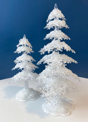 Icy Trees for Christmas Village or Seasonal Display by Dept. 56. Set of 2 Medium White Pines. Village Accessories. Nativity Scene.