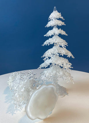 Icy Trees for Christmas Village or Seasonal Display by Dept. 56. Set of 2 Medium White Pines. Village Accessories. Nativity Scene.