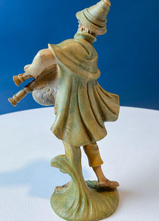 Fontanini Nativity Figurines. Shepherd, 2 Sheep, Bag Pipe Player Musician. 7.5 " Tall. Home Church Christmas Decor. Seasonal Decor.