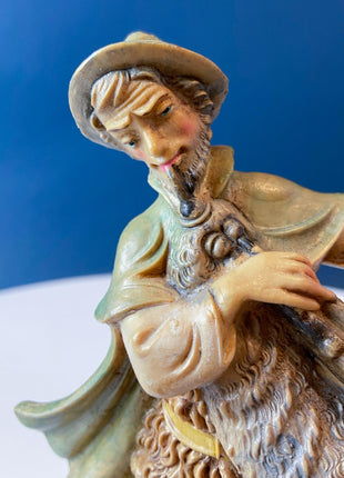 Fontanini Nativity Figurines. Shepherd, 2 Sheep, Bag Pipe Player Musician. 7.5 " Tall. Home Church Christmas Decor. Seasonal Decor.