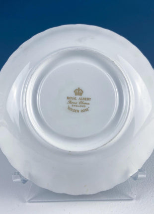 Vintage White and Gold Cup and Saucer. Royal Albert "Golden Rose. " Fine Bone China. Hosting Necessities. Tea Party. Collectibles.