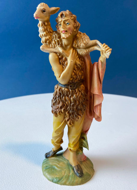 Fontanini Nativity Figurines. Shepherd, 2 Sheep, Bag Pipe Player Musician. 7.5 " Tall. Home Church Christmas Decor. Seasonal Decor.