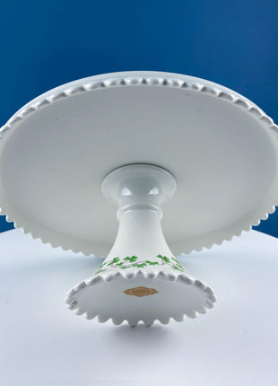 Schamrock Clover Cake Dessert Stand, Shannon by Godinger. 12" Scalloped Brim. Kitchen Dining Table Decor. Modern Country. Irish Pride.
